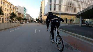 #FIXEDGEAR POV. Boavista Downhill. Pedro and Dima Chok. From downtown to ocean. Porto city. ASMR