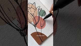 DAY 2/10 of Daily Boho Art  Acrylic Painting | Easy Canvas Drawing #floralart #asmr #satisfyingart