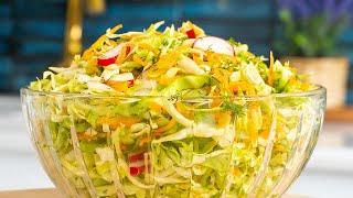 Delicious young cabbage salad. A simple, quick and very delicious recipe!