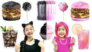 BLACK VS  PINK FOOD CHALLENGE | KAYCEE & RACHEL in WONDERLAND FAMILY