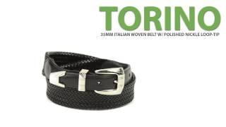 Torino Woven Italian Leather Belt - Nickel Buckle and Tip (For Men)