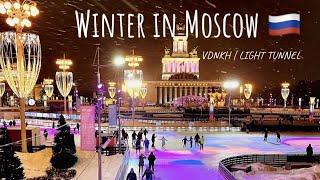 [4K] Winter in Moscow | VDNKh & Light Tunnel | Indian in Russia