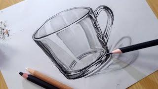 Realistic Glass Drawing in Just 10 Minutes! // Step by Step //