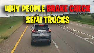 WHY PEOPLE BRAKE CHECK SEMI TRUCKS | Road Rage, Idiot Driver Driving fails USA & Canada 2024