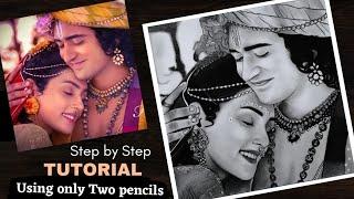 Radha Krishna Drawing | Sumedh and Mallika Radha Krishna Drawing step by step