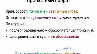 Причастный оборот 7 класс, видеоурок презентация