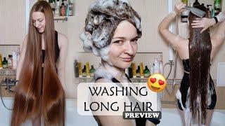 Washing long hair with a lot of foam  HAIR PLAY (preview)