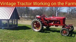 Vintage Tractor Working on the Farm