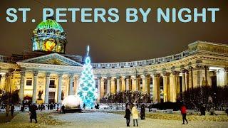 St. Petersburg by night at New Year's 2022 in 4K.