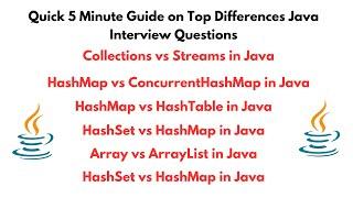 Java Array vs ArrayList | Collections vs Streams | HashMap vs ConcurrentHashMap | HashMap vs HashSet