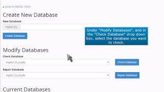 cPanel: How to Check a MySQL Database for Errors