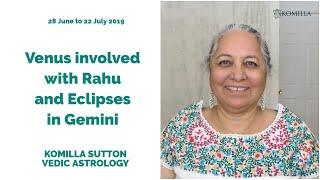 Venus with Rahu and Eclipses in Gemini: Komilla Sutton