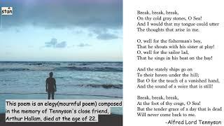 Break! Break! Break! :Alfred Lord Tennyson | Arthur Hallam | Elegy: mournful and sad poem| grade 8