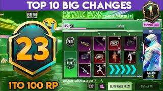 BGMI M23 ROYAL PASS  TOP 10 CHANGES IN BGMI NEW ROYAL PASS | M23 ROYAL PASS REWARDS |M23 1 TO 50 RP