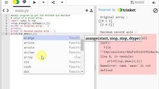 Python NumPy program to get the minimum and maximum array