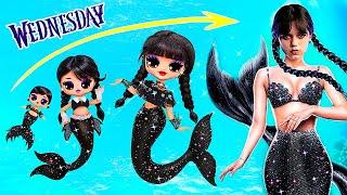 Wednesday Mermaid Growing Up! LOL OMG DIYs & Doll Crafts