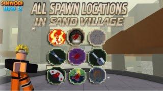 ALL SPAWN LOCATIONS+ HALLOWEEN ITEMS IN SAND VILLAGE | SHINOBI LIFE 2