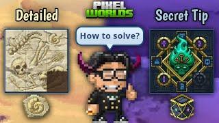 How to solve fossils and cryptic mechanical boxes (Detailed) | Pixel Worlds