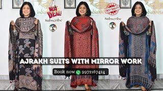 8thJan Ajrakh Mirror work Modal silk suits by India1001.WA 9972167424 @genuine prices! #ajrakh