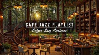 Slow Piano Jazz Music at Early Morning Coffee Shop in Forest - Cafe Jazz Playlist for Work , Study