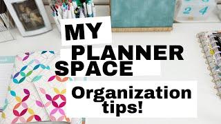 NEW PLANNER DESK SPACE TOUR | PLANNER AND STICKER ORGANIZATION | SMALL CRAFT ROOM SPACE