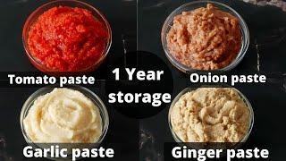 How to make Ginger, Garlic, Tomato and Onion paste and store for up to 1 year |SNEHAL SHRIGADIWAR