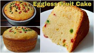 Eggless Fruit Cake | Soft Sponge Cake Without Oven, Condensed Milk, Curd, Cream, Butter, Butterpaper