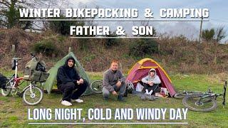 A father and son on their first-ever Brompton bikepacking adventure at Sherwood Pine in England.