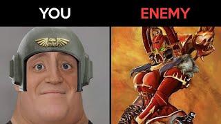 Imperial guardsman becoming uncanny (mr incredible meme)