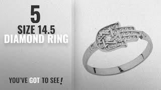 10 Best Size 14.5 Diamond Ring: Unique 10k White Gold Diamond Hamsa Hand Star of David Ring (Size