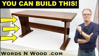Walnut Entry Bench with Simple Joinery!   Plans Available