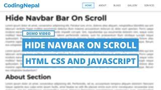 Scroll Down to Hide Navigation Menu Bar | HTML CSS & JS | Demo Video