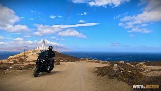 Moto in Action 5η Εκπομπή Season-9 YAMAHA X-MAX300 in Mykonos  και SUZUKI V-STROM 800DE vs standard