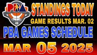 PBA Standings today as of March 2, 2025 | Pba Game results | Pba schedules March 5, 2025