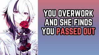 You overwork and she finds you passed out - Arlecchino x Listener Genshin ASMR