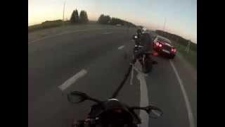 Nissan GTR против Yamaha R1 и Suzuki GSX R1000