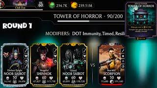 Tower of Horror Boss Battle 80 & 90 Fight + Reward MK Mobile 2024 | Darkest Knight Noob & MK1 Sindel