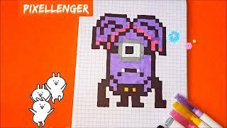 How to Draw Evil Purple Minion by Cells Easy Pixel Art Drawings