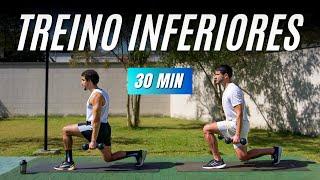 30 MIN de MEMBROS INFERIORES para ganho de massa magra e definição ( com halteres )