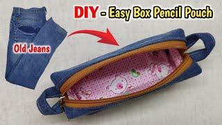 Old Jeans Reuse Ideas !! Pencil pouch sewing tutorial | How to make pouch how to make pouch at home