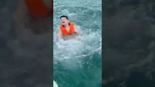 Boy almost gets eaten by Shark! #shorts