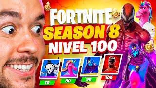 TEMPORADA 8: SKIN NIVEL 100! PASE DE BATALLA TODO COMPRADO FORTNITE!! - TheGrefg