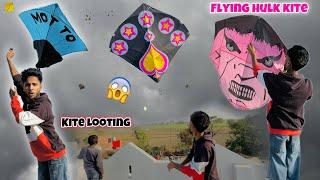 KITE LOOTING W/ CHILDRENS || Flying Hulk Kite || Desi Patangbaazi || Kite Looting Vlog