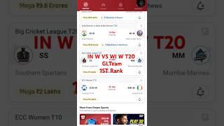 In w Vs Wi w T20 #india  Dream11 prediction today match GL Team #dream11 #score #team 5 kb view