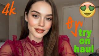 4k sheer red transparent try on haul 2025 | mesh lingerie & see through bikini try on haul