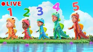 Number Song | Five Baby T-rex Went Out One Day | Beep Beep Nursery Rhymes