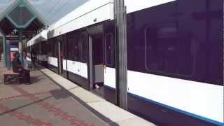 NJT Hudson-Bergen Light Rail Kinkisharyo LRV #2041 departing Liberty State Park