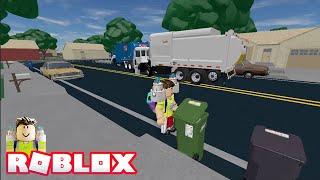 Playing Roblox Garbage truck game Replublic Services, half moon Bay. Picking up trash. New update