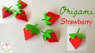 Origami Paper Strawberries  | Origami for Beginners| Aureliarts