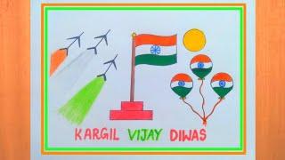 Kargil Vijay Diwas Drawing | Kargil Vijay Diwas Poster Drawing Easy | How to draw Kargil Vijay Diwas